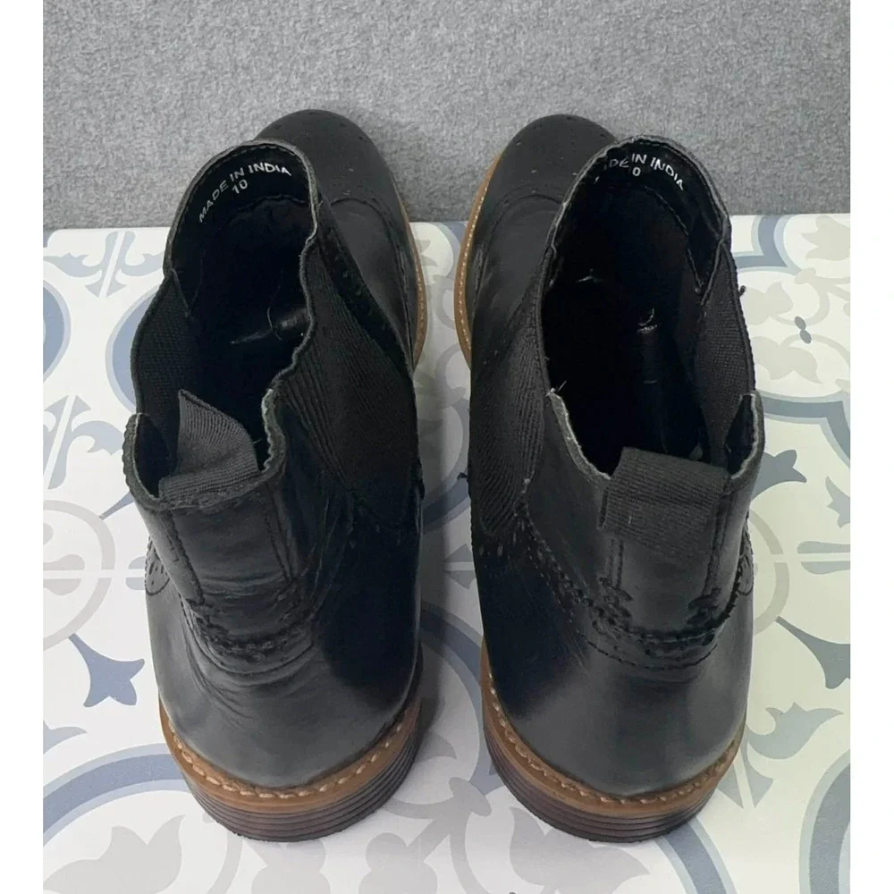 Silver Street‎ London Wing Tip Chelsea Boots Men's Size 10 Black Leather Slip On